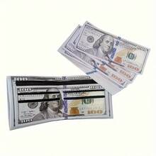1pc Vintage Dollar Pattern Ultra-Thin Wallet, Credit Card Holder, Zippered Coin Purse, PU Leather Convenient Business Folding Card Holder - 1 - 查看 6
