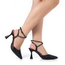 Di Valerina Formal Pumps With Rhinestone Straps, High Thin Heel, Elegant, - 黑色 - 查看 2