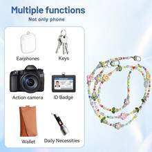 1 chiếc dây đeo điện thoại chéo vai hình hoa tulip dài, có móc treo tháo rời, dây xích túi xách, dây đeo đính hạt. - Nhiều màu - Xem 3