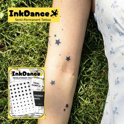 1 Bộ Hình Xăm Dán "Ngôi Sao" Công Nghệ Mới, Hình Xăm Tạm Thời, Bán Vĩnh Cửu, Hình Xăm Giả, Chống Nước & Bền Lâu, Thiết Kế Chân Thực, Hình Ngôi Sao, Công Thức Từ Thực Vật, Quà Tặng Nghệ Thuật Xăm Hình Lễ Hội X244