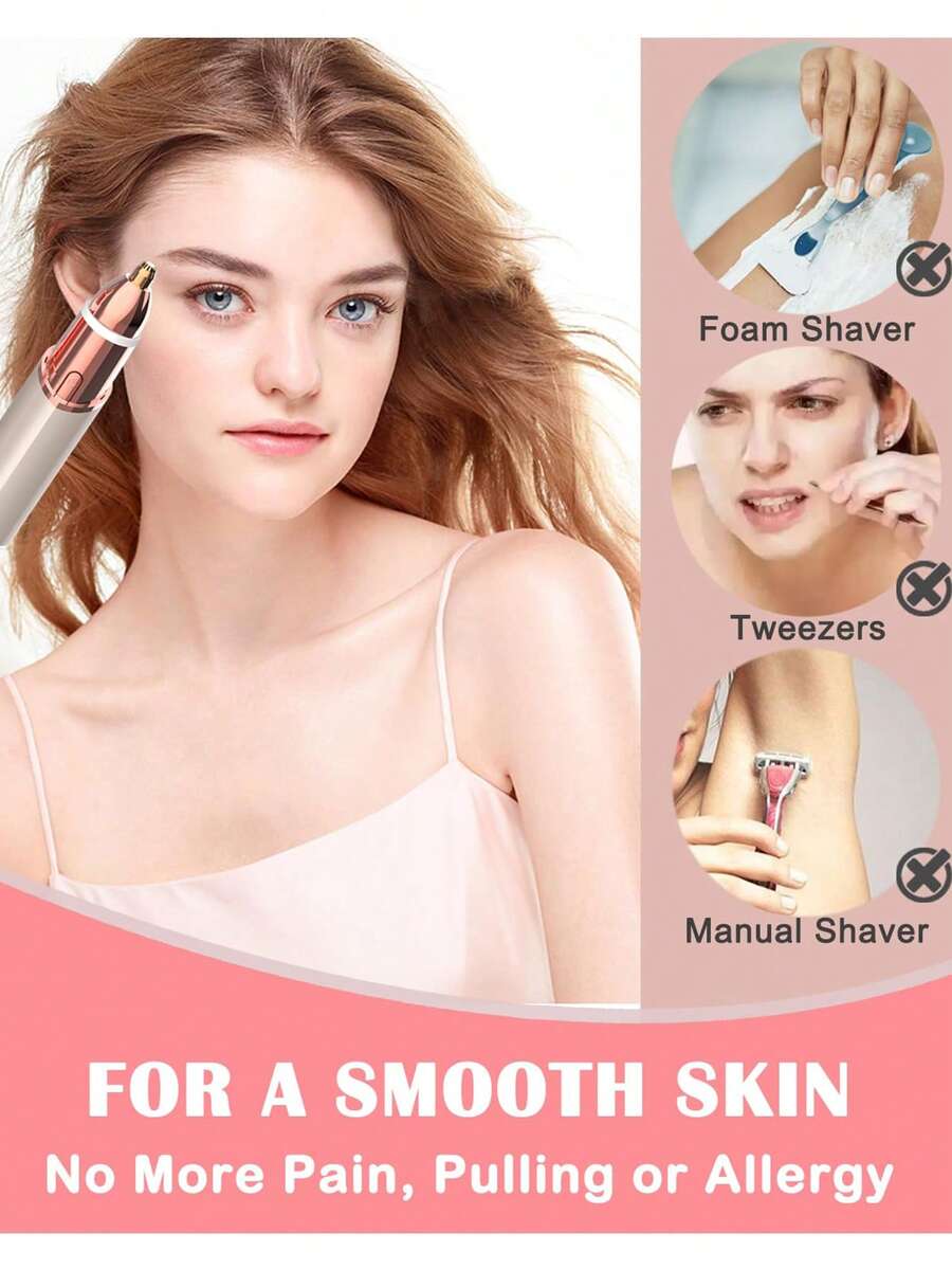 二合一女士面部毛发修剪器和眉毛修剪器，便携式电动面部脱毛器，男女通用，适用于面部绒毛、唇部、下巴、腋下、身体等部位，180mAh电池容量