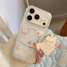 Kavenfort Cute Transparent Magnetic Phone Case With Blue And Pink Kitty Pattern, Comes With Magnetic Stand, Soft & Adorable Cat Magnetic Stand Suitable For IPhone 17 Pro Max, Also Fits Apple 16, 13, 11, 15. Transparent, Anti-Drop, Creative, Geometric, Cartoon Style, Cute, Fresh, Niche, Ins Style - Clear - View 8