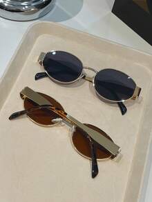 2 piezas Gafas de mujer, con marcos metálicos ovalados/poligonales, adecuadas para uso diario y actividades al aire libre - Multicolor - Ver 6