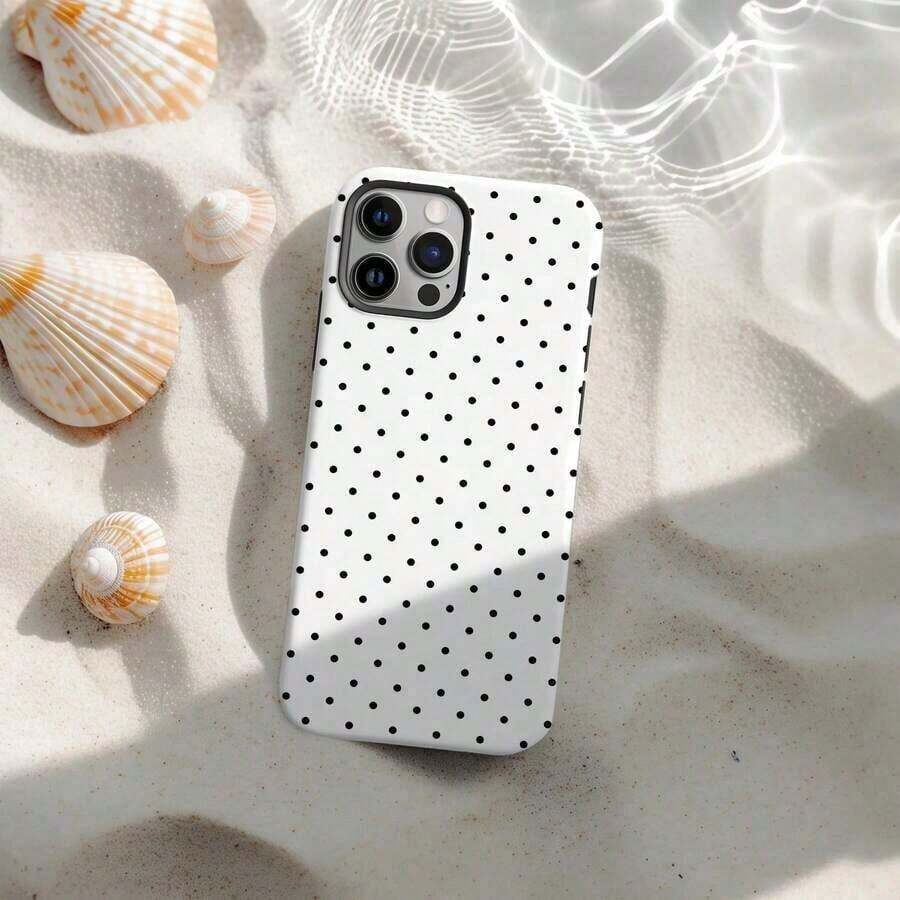 Soft & Cute White Polka Dot Phone Case, Y2K Style, Compatible With IPhone 17/16/15/14/13/12/11 Pro Max - Style1 (1PCS) - View 1
