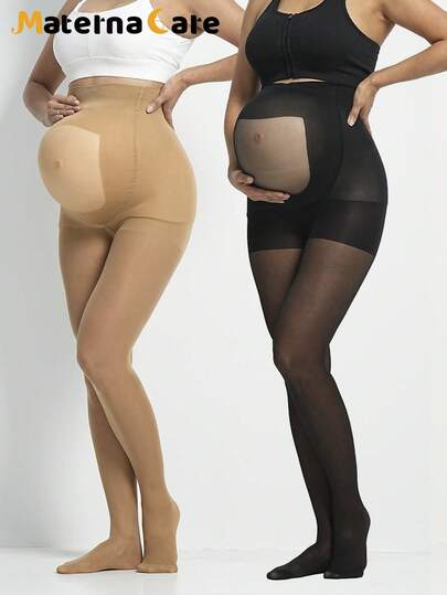 半条装孕妇透明连裤袜，高腰设计，柔软舒适，透明腹部设计，时尚优雅，适合春、夏、秋季孕妇穿着。