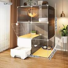 Multi-Layer Resin Plastic Transparent Cat House, Detachable & Stackable Cat Cage With Drawer Litter Box, Suitable For Kittens Indoor Home Use - Multicolor - View 2