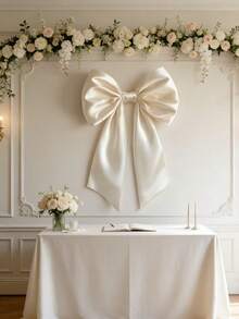1 Pc White Baby Shower Decoration. Wedding Decoration. Bow Decoration, Wedding Parties. Baby Showers, Gender Reveals, Room Decor, 2026 Retro Aesthetic Style, Suitable For Christmas And Winter Decor, Room Decor, Home Decor, Door Decor, Decorative Items, Large Bow, Perfect For Birthday Party Backdrop Decor, Room Wall Decor, Wall-Hanging Decorative Gift Ribbon, Photo Props. An Ideal Choice For Bridal Shower Gifts And Wedding Party Decorations - White - View 5