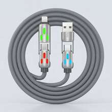 240W 4-In-1 USB C Charging Cable LED Indicator PD Charging Silicone Material 4FT Gray - View 6