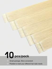 Tóc nối SUYYA màu vàng bạch kim, 10 lọn/gói, dạng băng dính trong suốt, không đường nối, thẳng, làm từ tóc thật, viền tóc vô hình. - S613 - Xem 4