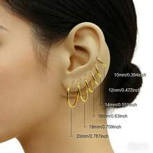1 Pair 925 Sterling Silver Casual Hoop Earrings, Available In 10mm, 12mm, 14mm, 16mm, 18mm, 20mm Sizes, Suitable For Women - Gold - View 3