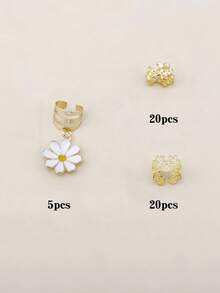 45pcs Alloy Daisy Flower Hair Clips, Y2K Punk Hip Hop Decor Hair Accessories, Gift For Party & Daily Use - Gold - View 6