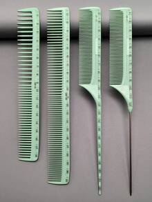 19 Styles Hair Styling Comb Set, 1pc/3pcs/4pcs/6pcs Hair Cutting Comb Kits, Heat Resistant Material, Durable, With Ruler, Suitable For Men, Women, Long/Short Hair, Professional Salon, Barbershop, Home Styling, Wedding Makeup, Travel Essentials - Mint Green - View 33