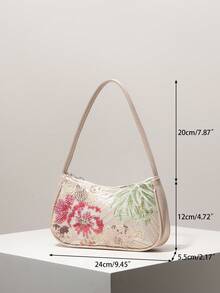 亮片单肩包，花卉刺绣包，优雅派对手拿包，舞会配饰，婚礼用品，时尚女士手提包，送给她的礼物 - 彩色 - 查看 9