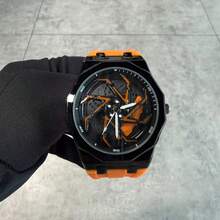 New Stylish Men's Spider Watch, Rotating Car Wheel Dial Quartz Watch, Waterproof Silicone Strap Sports Watch - one-size - View 10