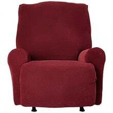 SureFit Home Décor SF38706 - Cojín de piqué de Gran tamaño para Silla reclinable Ajuste elástico poliéster/Elastano Lavable a máquina Color Granate de una Pieza - Granate - Ver 2