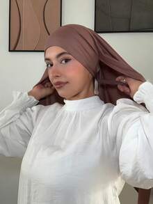 1 chiếc khăn trùm đầu Hijab buộc dây phía sau, chất liệu jersey mềm mại, thoáng khí, chống xù lông – Khăn trùm đầu thoải mái hàng ngày cho mọi mùa, dễ mặc và tạo kiểu, thích hợp cho bãi biển và kỳ nghỉ. - Nhiều màu - Xem 4