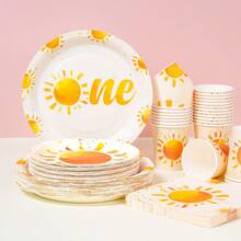 Bộ đồ dùng ăn uống dùng một lần Gold Sun, đĩa tiệc 7/9 inch, đĩa giấy, cốc, khăn ăn dùng một lần, thích hợp cho các dịp lễ, đám cưới, lễ đính hôn, sinh nhật, tiệc tùng, lễ kỷ niệm. - Nhiều màu - Xem 1