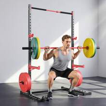 Power Cage Rack, Multifunctional Squat Rack For Home Gym, Width-Adjustable Workout Strength Training Equipment With 6 Band Pegs, Landmine Attachment & Safety Bars For Bench Press Squats Pull-Up - Pull-bar type, adjustable width - 查看 9