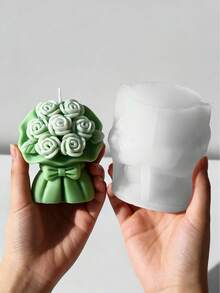 玫瑰花束硅胶模具 | DIY蜡烛、石膏装饰、3D立体花卉工艺品、手工礼品工具、柔和花香、治愈系手工必备、3D浮雕、新手友好型工艺材料 - 玫瑰花束模具 - 查看 5