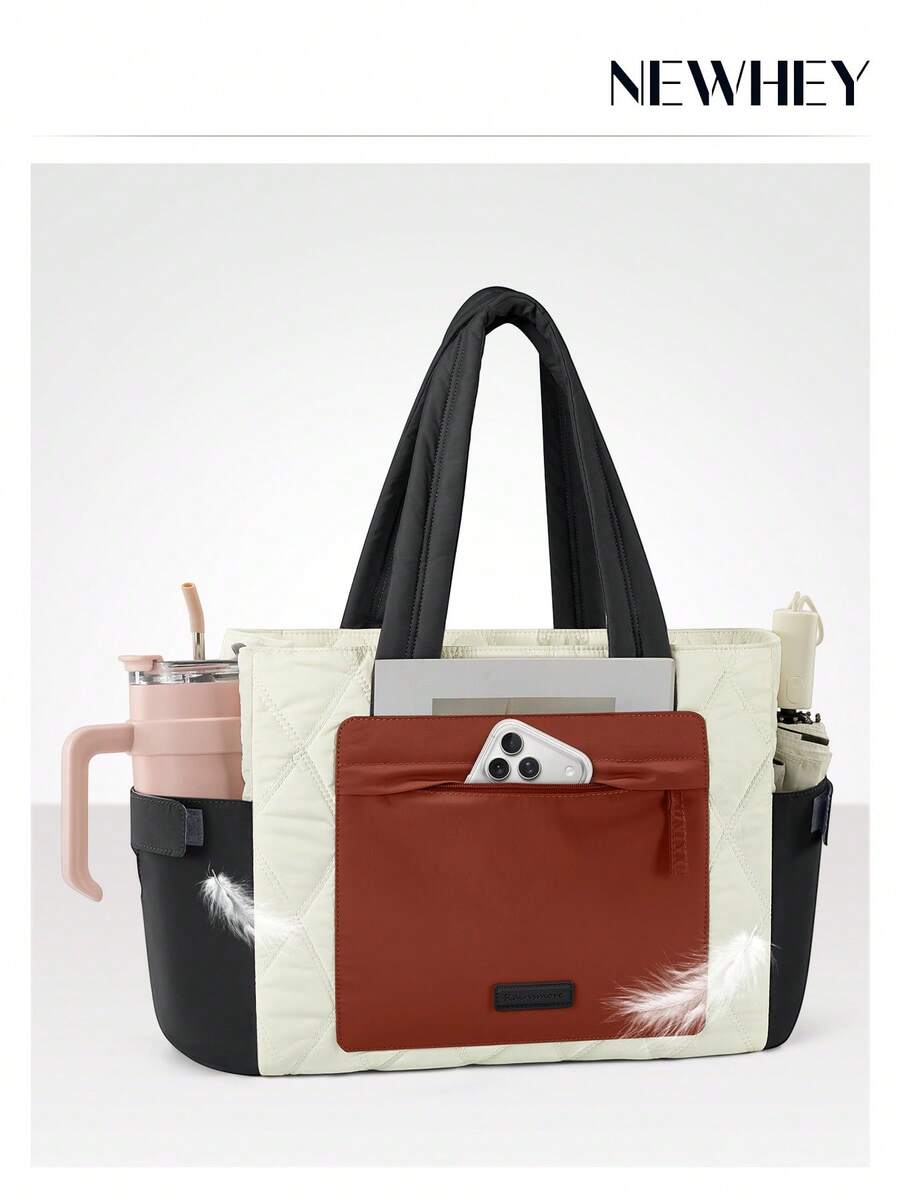 NEWHEY Bolso para portátil de 15.6 pulgadas para mujeres, bolso de trabajo impermeable de cuero, maletín profesional para computadora de gran capacidad, bolso de mano para oficina, maestro, viaje - Multicolor - Ver 1