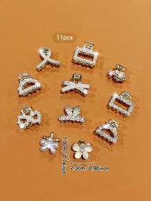 11pcs Rhinestone Hair Clips, Korean Fashion Hair Accessories Suitable For Daily Use - Multicolor - View 7