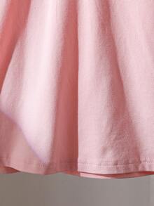 Polo de manga corta para niñas, nuevo diseño de estampado de oso estilo coreano, parte superior versátil - Rosa - Ver 6