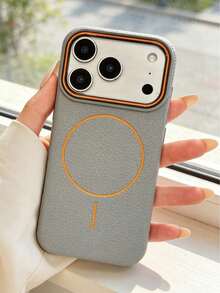1 ốp lưng điện thoại từ tính tối giản, vân sỏi mờ, tương thích với iPhone 12/13/14/15/16/16 Pro Max, ốp lưng sạc không dây từ tính, tương thích với iPhone 17/17 Pro/17 Pro Max/Air, ốp lưng cứng cáp chống trượt thoải mái. - Xám - Xem 1