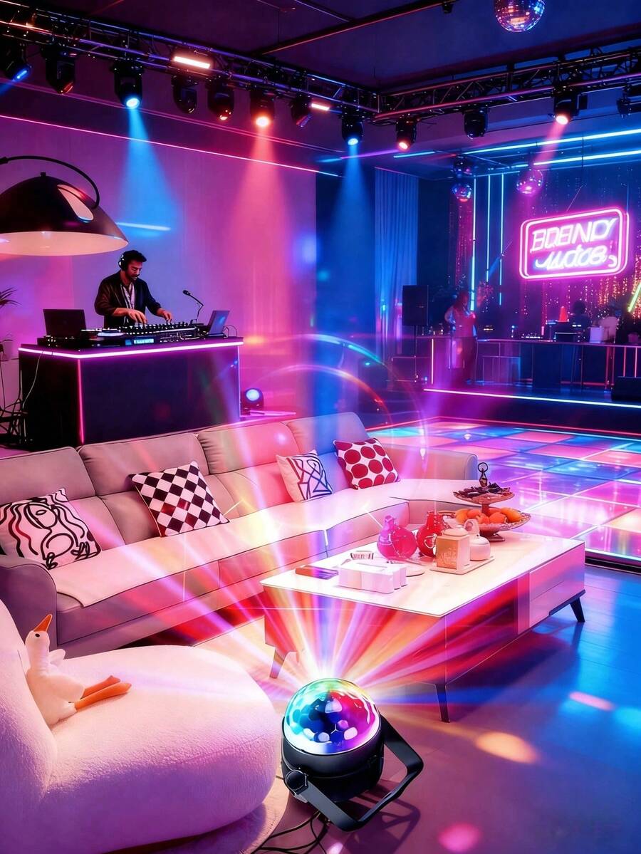 1 pièce Boule lumineuse magique LED colorée - Lumière de scène à télécommande alimentée par USB, convient pour les fêtes à la maison, les festivals, la décoration de la chambre et du salon, avec divers effets d'éclairage pour créer une atmosphère animée. Lampe de projection, éclairage de fête, décoration de fête, projection colorée, éclairage, hôte de fête, décorateur d'intérieur