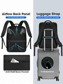 NEWHEY Laptop Backpack 15.6 Inch For Men Women Large Travel Backpacks Waterproof Computer Backpack For Work TSA Friendly Carry On Backpack With USB Port - Multicolor - View 3