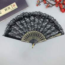 1把全新中国复古黑色蕾丝折扇旗袍扇流苏老式风格，生日装饰扇，休闲简约风格，适合日常使用。 - 節日裝飾扇 - 查看 6