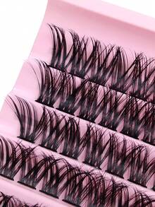 120pcs D Curl Cluster Lashes DIY Eyelash Extension Fluffy Individual Clusters 8-16MM Mixed Reusable Russian Cluster Eyelash Extensions At Home For Valentine's Day And Other Festivals - D - View 3