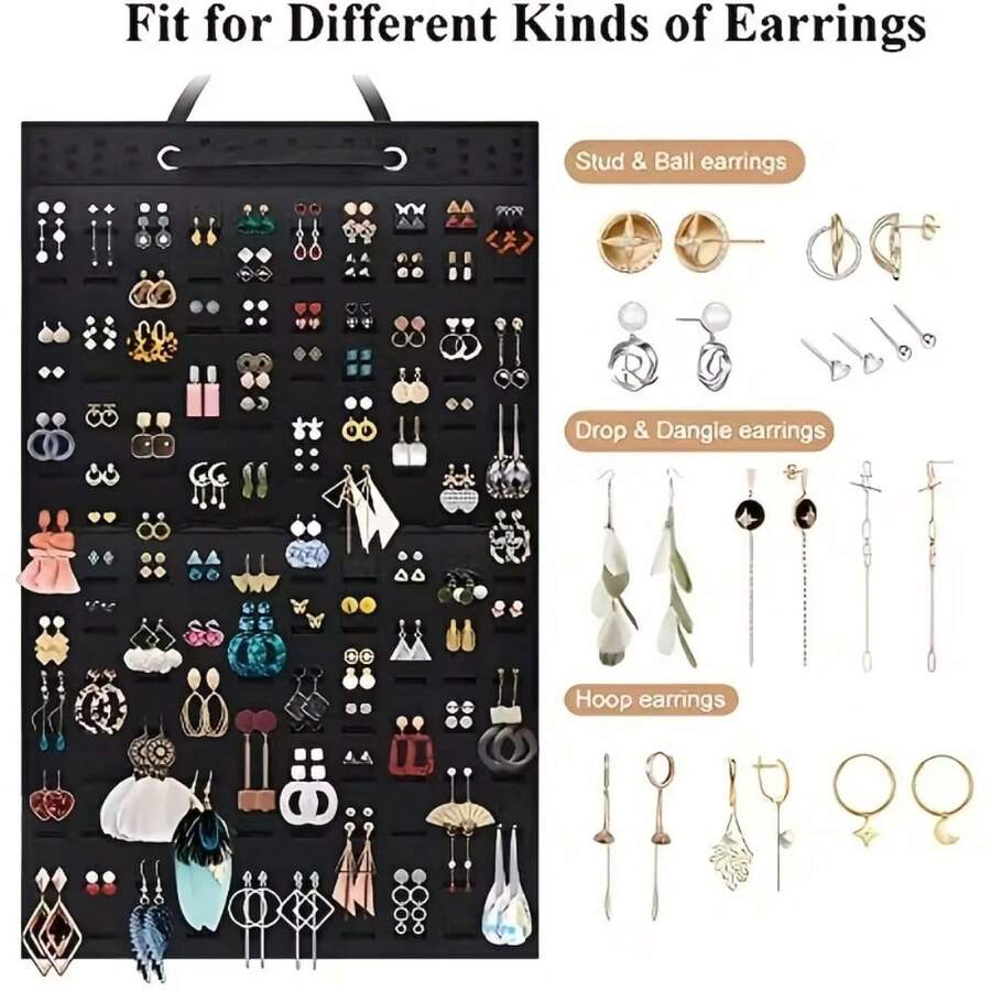 300-Pair Felt Earring Organizer - Fashionable Hanging Display, Suitable For Earrings, Pendants, And Brooches - Multicolor - View 1