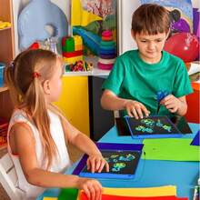 儿童8.5英寸涂鸦板，可重复使用，儿童学习玩具，办公用品留言板，适合作为派对礼物、学校奖励或礼物、开学礼物 - 彩色 - 查看 3