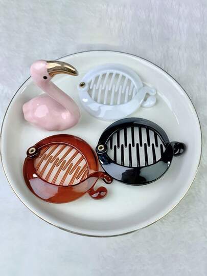 2/3个装圆形香蕉发夹，女士防滑强力塑料鱼形爪夹，可爱发饰，2026年复活节、母亲节、生日完美礼物