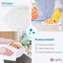 Microfiber Cleaning Cloth 24 Pack Highly Absorbent Cleaning Supplies Reusable Clean Rags For House Microfiber Cloth For Kitchen Window Car Care 11.5x11.5 Inch White - Trắng - Xem 7