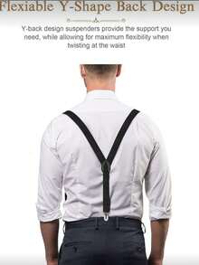 2pcs/Set Men's Solid Color Bow Tie And Suspender Set: Solid Color Y-Back Suspenders And Self-Tie Bow Tie - Suitable For Wedding Attire, Casual Outdoor, Athletic, Vacation, Graduation Gifts, Birthday, Daily Wear - Multicolor - View 4