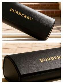 Burberry 1pc Burgundy Leather Eyeglasses Case, Luxury Hard Shell Fashion Glasses Box, Protective Eyewear Storage, Designer Accessory For Women, Perfect Gift For Her - Black - View 9
