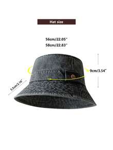 1pc Women's Letter Washed Vintage Distressed Bucket Hat, Fashionable Outdoor Sports Running Casual Versatile Hat - Multicolor - View 3