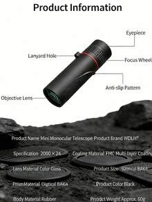 Kính viễn vọng một mắt cầm tay này mang đến khả năng quan sát rõ nét, sắc sảo ở khoảng cách cực xa nhờ thiết kế quang học tiên tiến. Được trang bị lăng kính truyền dẫn cao và công nghệ phủ nhiều lớp, nó tạo ra hình ảnh sáng, sắc nét mà không bị tối góc hay quang sai màu, giúp bạn quan sát các cảnh vật ở xa một cách sống động. - Kính viễn vọng 300*25 - Xem 4