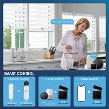 Motorized Zebra Blinds, Solar Powered Dual Layer Automatic Shades With Remote Control, Rechargeable Smart Blinds Horizontal Wireless Electric Shades For Windows, White - White - View 5