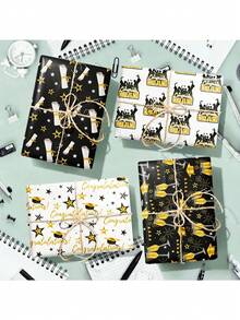 12/6 pezzi Set di confezioni regalo per laurea, confezioni per souvenir per festa di laurea, carta da regalo per la stagione della laurea, carta per decorazione tavolo dolci per laurea, carta da regalo per festa di addio, decorazioni per il ritorno a scuola, scatola regalo per feste a tema - Visualizzare 6