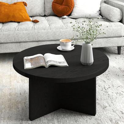 Coffee Table,Round Coffee Table For Small Space,Modern High Gloss Center With Storage Table,Black Finish,Perfect For Sofa, Bedroom,Or Reading Nook, Coffee Table For Living Room,Bedroom Nightstand,Home Office,Contemporary Aesthetic,Modern Minimalist Design For Living Room,Sturdy And Spacious Surface,Perfect For Small Spaces,Black