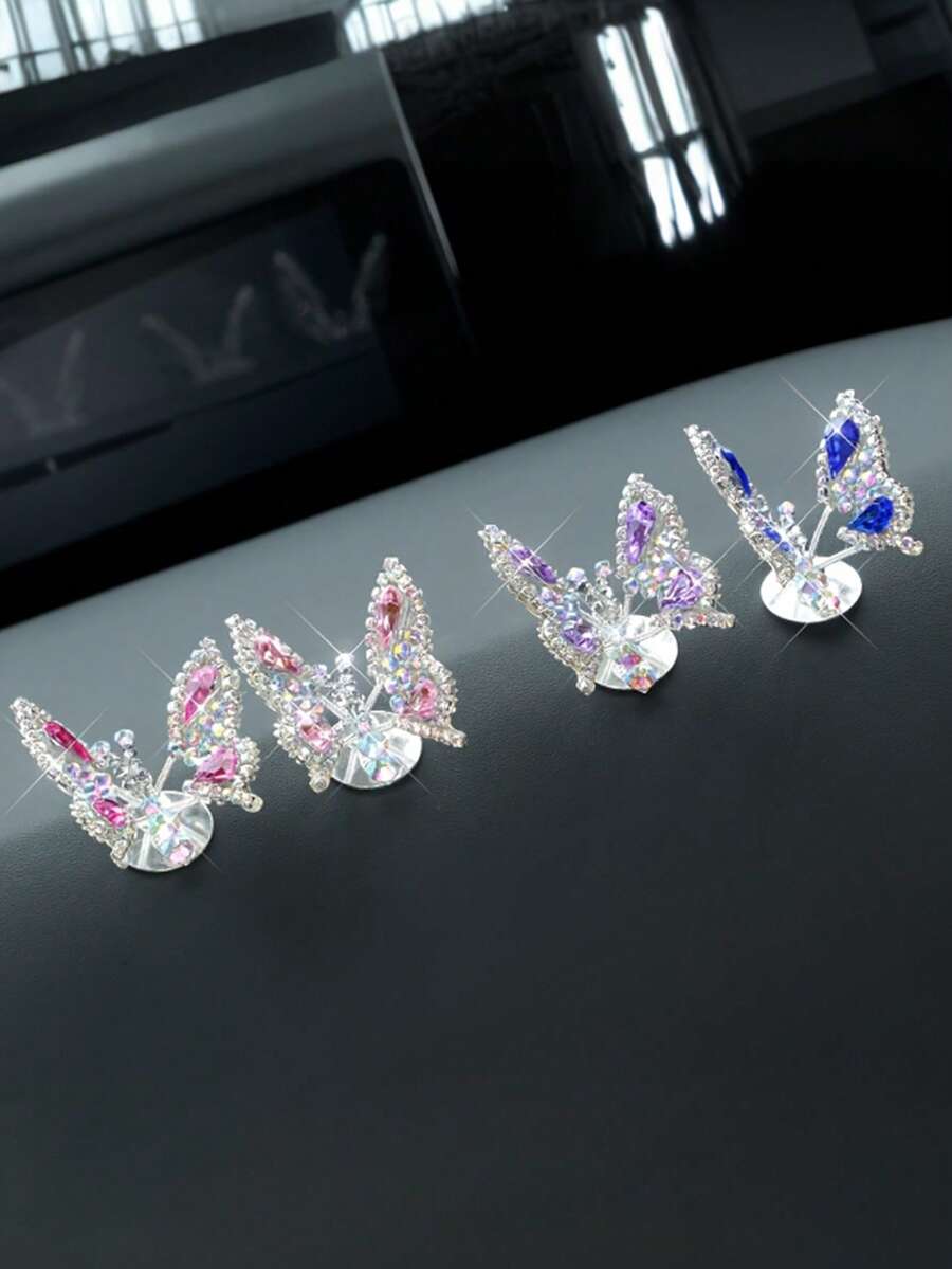 Trang trí xe hơi hình bướm pha lê 3D, 2 cánh bướm đính đá 3D, trang trí nổi 3D, dễ lắp đặt, chống trượt, phù hợp với mọi loại xe, trang trí nội thất xe hơi sang trọng dành cho nữ. - Đồ trang trí - Xem 1