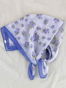 1件女士碎花图案方巾，时尚领巾 - 彩色 - 查看 9