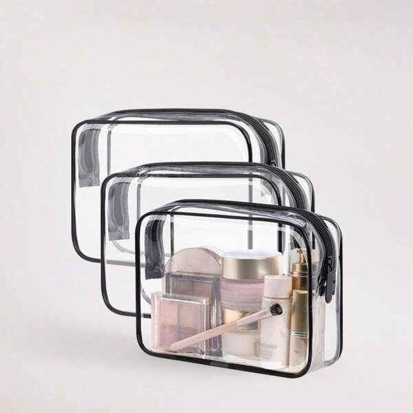 12 Túi đựng mỹ phẩm bằng nhựa PVC trong suốt có khóa kéo - Túi đựng đồ trang điểm và đồ dùng vệ sinh cá nhân chất lượng cao, lý tưởng cho du lịch, phòng tắm và các kỳ nghỉ (Cỡ trung bình, trong suốt), phụ kiện phòng tắm