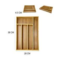 1pc Bamboo Drawer Organizer Box, Expandable Kitchen Utensil Storage Rack, Bamboo Wood Multi-Compartment Chopstick Spoon Fork Divider Box, Drawer Storage Rack, 4 Size Options, Desktop Kitchen Storage Box, Cutlery Organizer - View 10