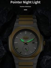 1 pièce Montre de sport pour hommes, étanche jusqu'à 50 m, mouvement à quartz décontracté business, convient comme cadeau d'anniversaire pour hommes, bracelet en acier inoxydable, aiguilles lumineuses, montre d'affaires, cadeau pour la fête des pères, cadeau essentiel pour le mari - Montre à quartz de luxe - Voir 4