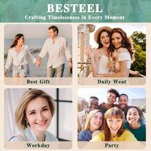 BESTEEL 13 Pairs Small Stud Hoop Earrings Set Women Gold Plated Huggie Hoops Pearl Dainty Lightweight Earrings - 14K Gold Plated - View 5