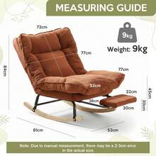 Rocking Chair With Footstool, Garden Rocking Chair, Recliner, Living Room Reading Chair With Upholstered, Adjustable Backrest, Patio Rocking Chair, Up To 200 Kg, For Garden, Yard, Bedroom - trái cam - Xem 2