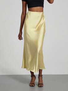 Chân váy maxi nữ Se-Helo Fashion chất liệu satin co giãn - Màu vàng nắng, thanh lịch mùa xuân. - Ánh nắng vàng - Xem 7